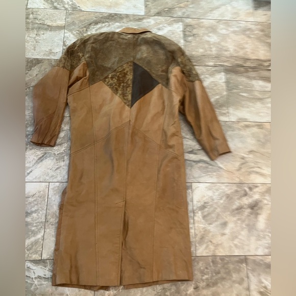 Vintage Maggie Lawrence leather patchwork Trench Jacket Women’s Size M - Picture 6 of 6
